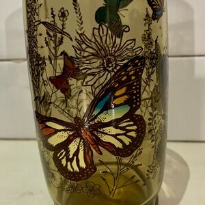 Vintage Floral Butterfly Drinking Glass